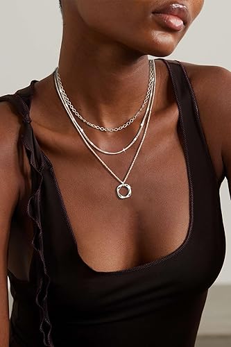 Women's Fashion Layered Necklace Set with Round Pendant