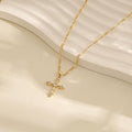 Women's Cross Necklace / Double Cross Necklace 14K Gold-Plated Cross Pendant Necklace